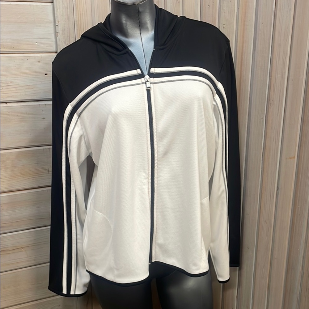 St. John's Bay Black and White Zip-Up Hoodie